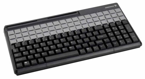 SPOS Qwerty Keyboard With Touchpad And 3 Track Magnetic Strip Reader. IP 54 Spill Resistant. 123 Programmable Keys/60 Relegendable Black USB-0