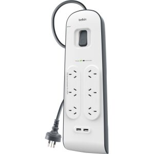 Belkin 6 Outlet With 2M Cord With 2 USB Ports