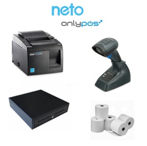 Neto Windows PC / Tablet Star TSP143 LAN Printer, Datalogic QBT2131 Scanner, Cash Drawer & Paper Rolls