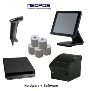 NeoPOS Bundle - SAM4S Titan S360 Touch Terminal, Bixolon SRP-350 Thermal Printer, Scanner, Cash Drawer & Paper Rolls (Hardware + Software)