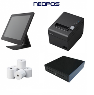 NeoPOS Bundle - FEC PP1635 Touch Terminal, Epson TM-T82II Printer, Cash Drawer & Paper Rolls (Hardware + Software)