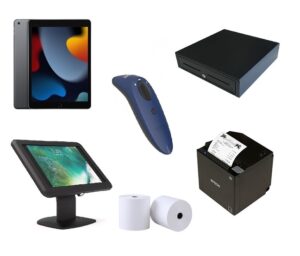Apple iPad POS Bundle For Retail - Apple IPAD 10.2 Wifi/4G 64GB 9Th, Stand, Barcode Scanner, Receipt Printer, Cash Drawer, Paper Rolls-0