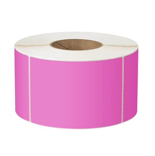 Calibor Plain Permanent Adhesive Thermal Lable 1 Across 3000/Roll 76mm Core Pink-0